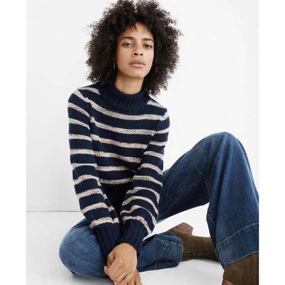 Madewell Sweaters - Madewell Striped Metcalf Mockneck Sweater